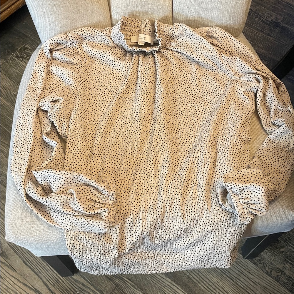 LOFT Leopard Print Balloon Sleeve Blouse Medium